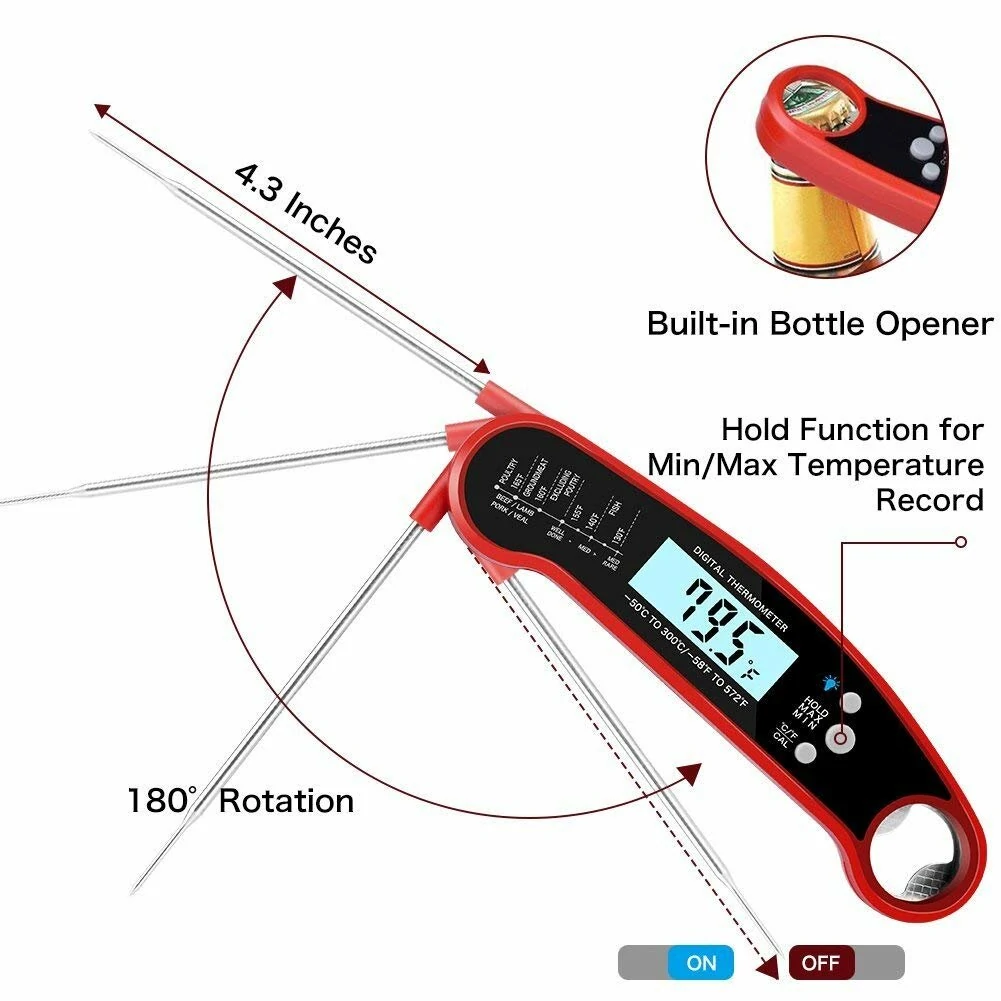 (image for) AGSIVO Fast Instant Read Digital Food Meat Thermometer Waterproof For BBQ Kitchen Cooking Grilling