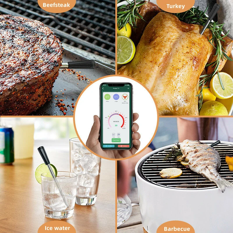 (image for) AGSIVO bluetooth Wireless Food Meat Thermometer 165ft Long Range Digital Thermometer Alarm for Grilling For BBQ Kitchen Cooking