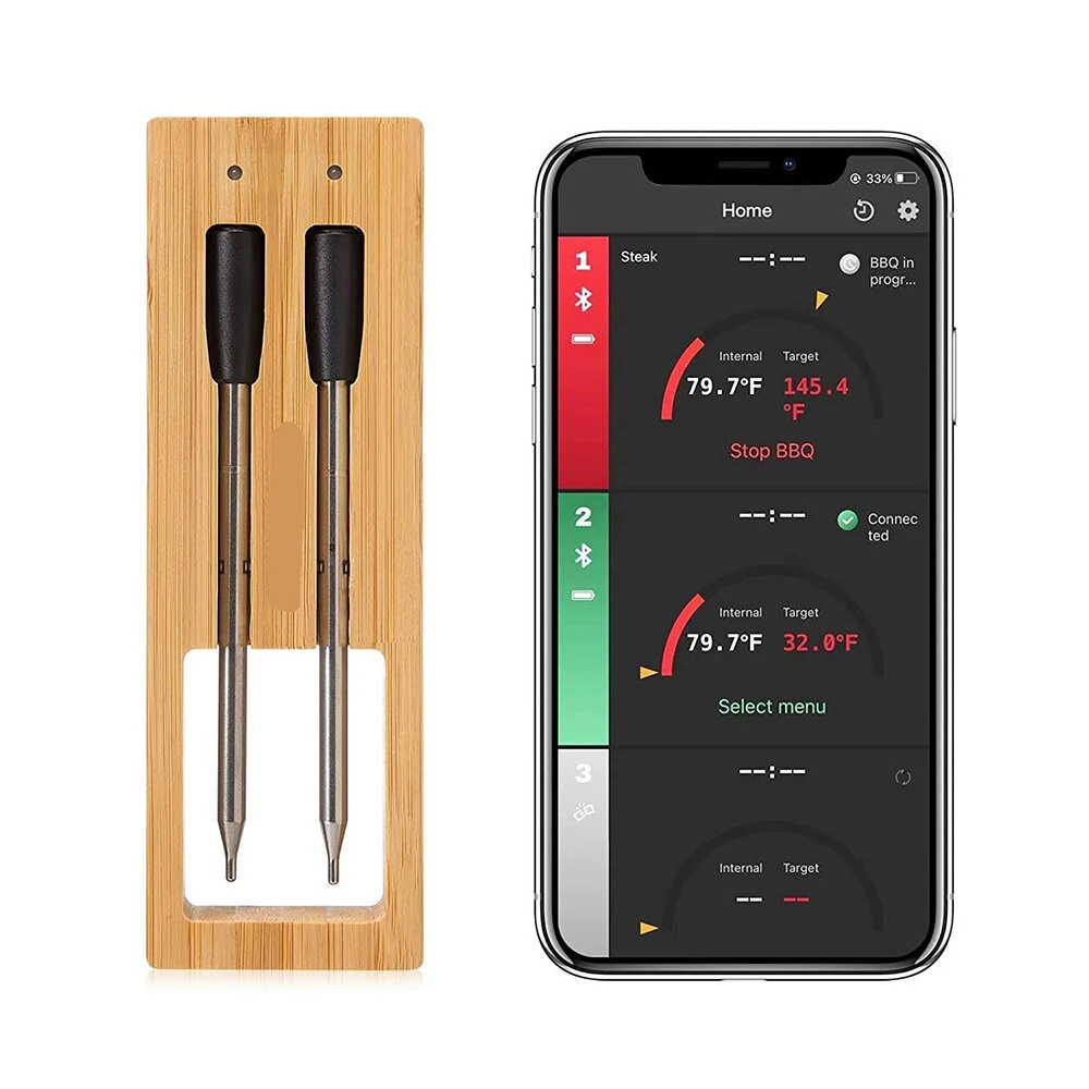 (image for) BBQ Probe Wireless Bluetooth BBQ Thermometer Kitchen Food Barbecue Thermometer Smart Cooking Thermometer 165ft Remote Meat Food Thermometer Instant Read