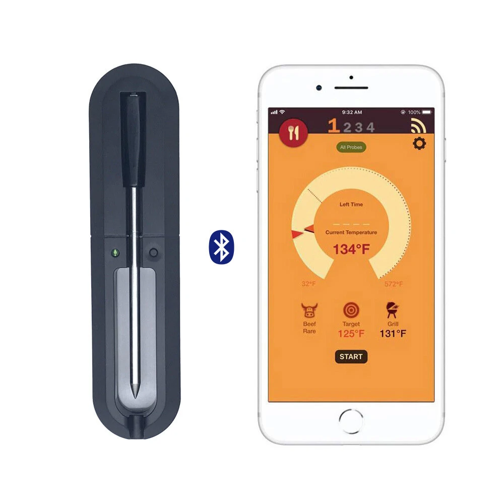 (image for) Wireless Smart BBQ Thermometer Bluetooth Probe with Phone App Display Baking Steaming Food Temperature Oven Temperature Kitchen Electric Thermometer Wireless Passive Oven Kitchen Electric Hig