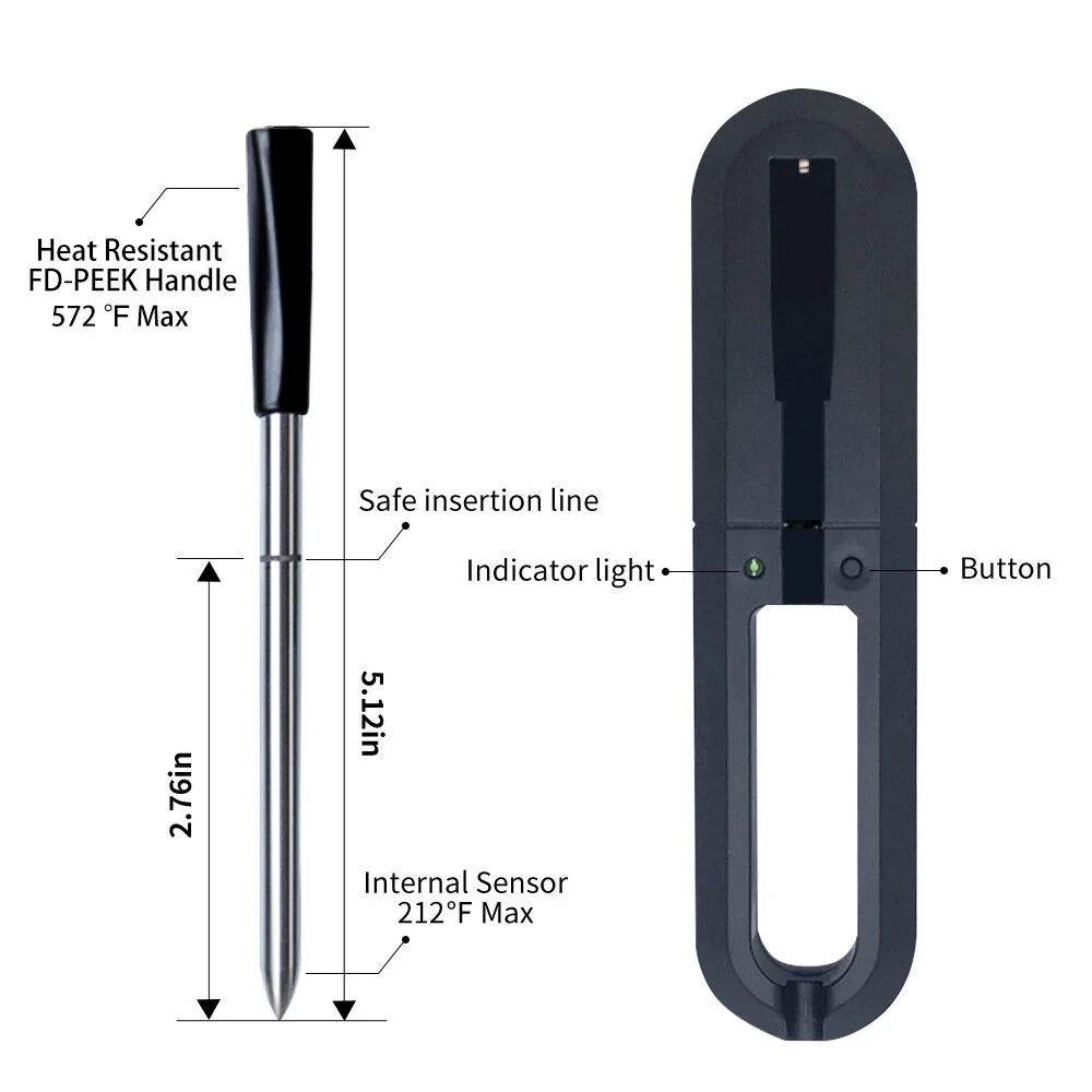 (image for) Wireless Smart BBQ Thermometer Bluetooth Probe with Phone App Display Baking Steaming Food Temperature Oven Temperature Kitchen Electric Thermometer Wireless Passive Oven Kitchen Electric Hig